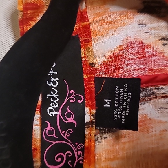 PECK & PECK Autumn  Blazer Jacket SZ M 3/4 Sleeve Fall Orange - Picture 2 of 4